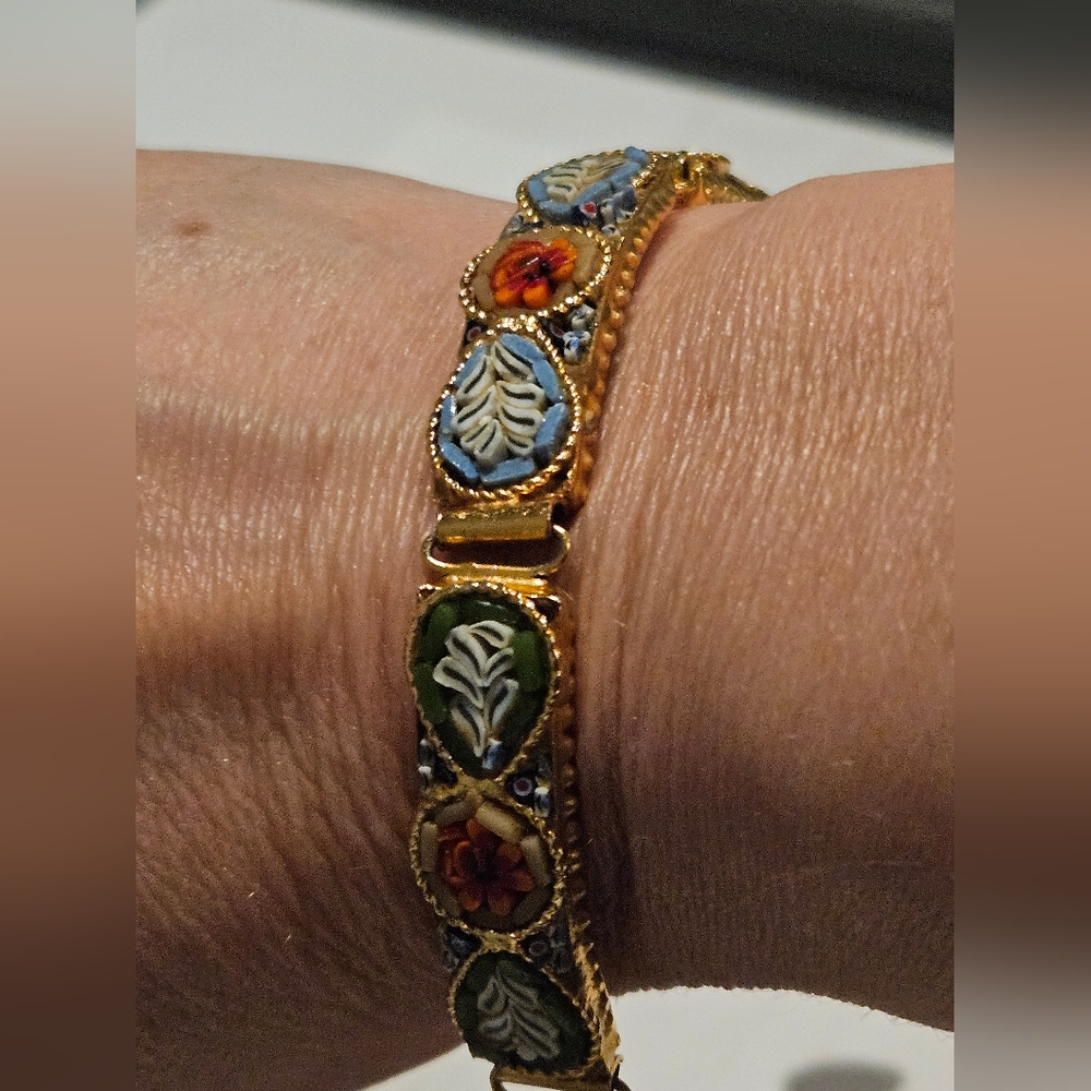 Vintage Italian Micro Mosaic Panel bracelet - Picture 1 of 9
